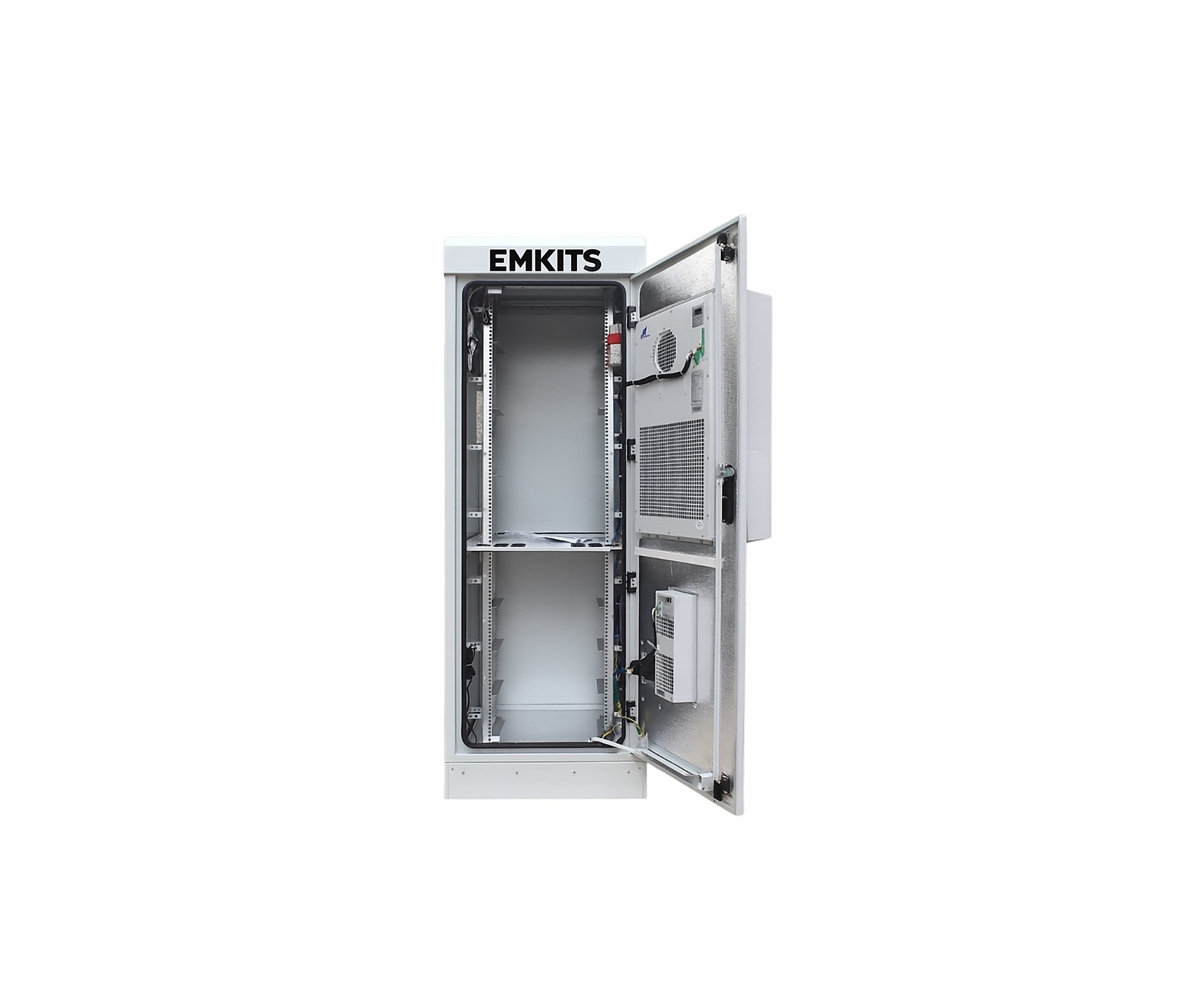 Gabinete de pared para exterior 15U IP55 con aire acondicionado de 300W EMKITS para telecomunicaciones y fibra óptica