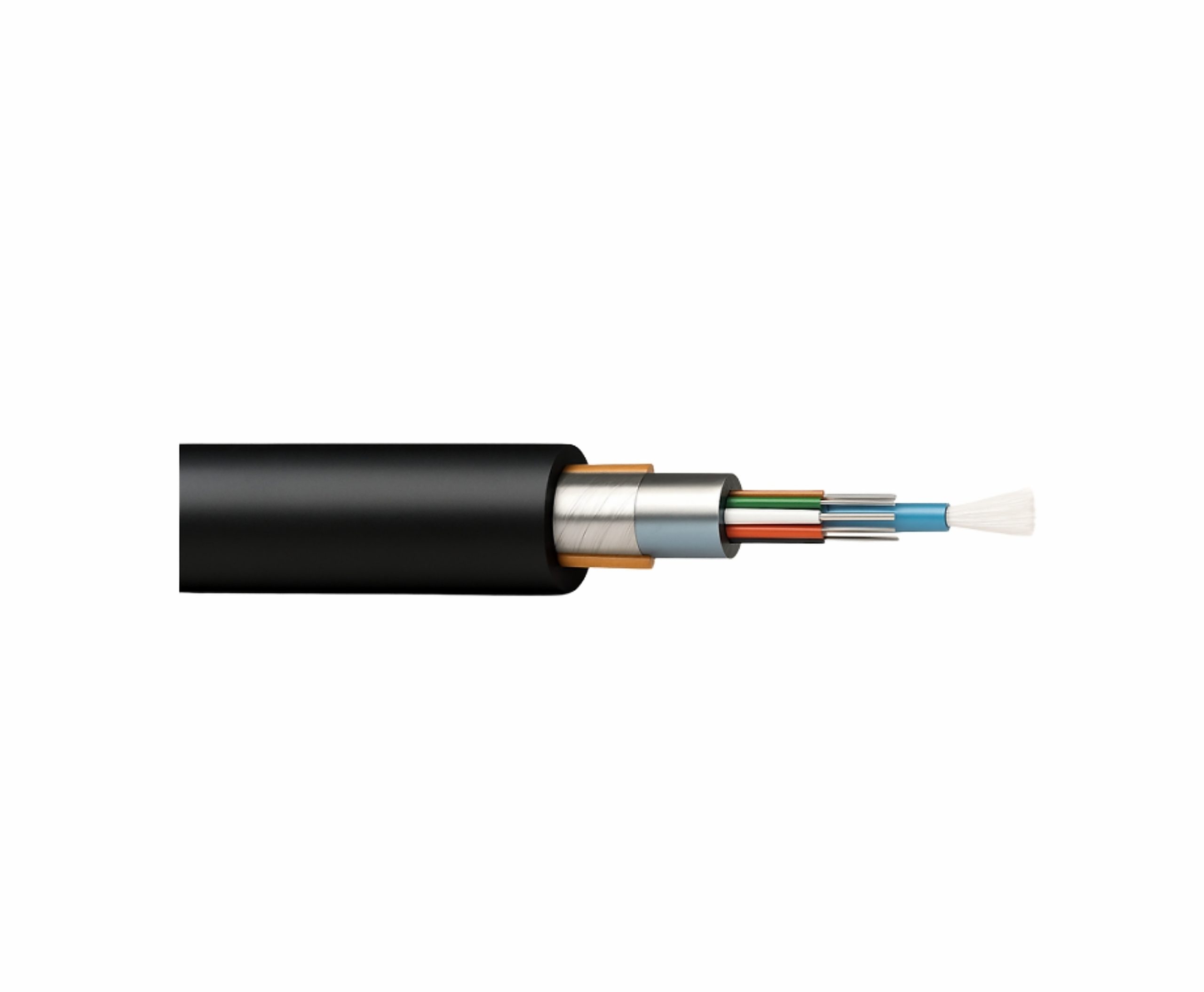 Cable de fibra óptica industrial OS2 de 24 fibras para enterrado directo EMKITS en redes de planta externa y telecomunicaciones
