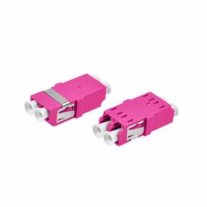 Adaptador óptico dúplex LC OM4 rosado EMKITS para redes de fibra óptica multimodo y centros de datos